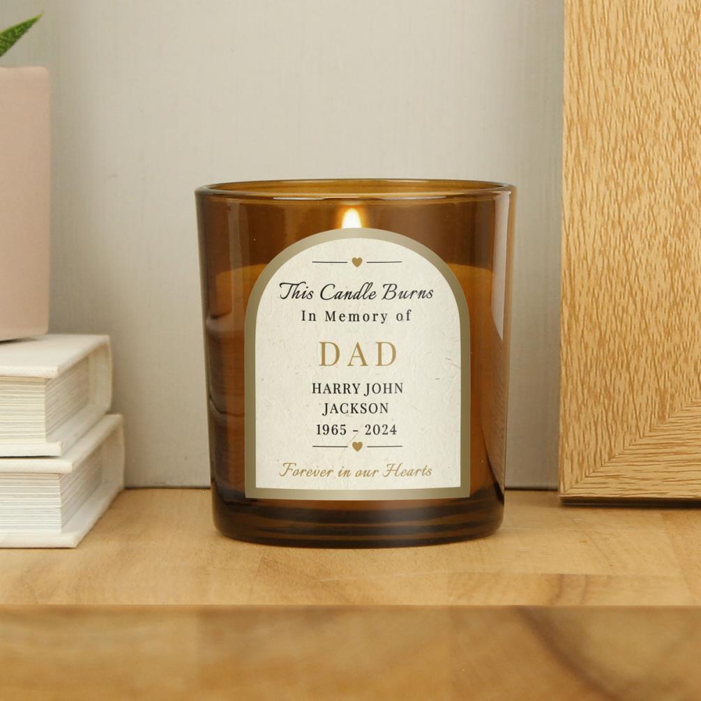 Personalised In Loving Memory Amber Glass Scented Jar Candle Extra Image 2